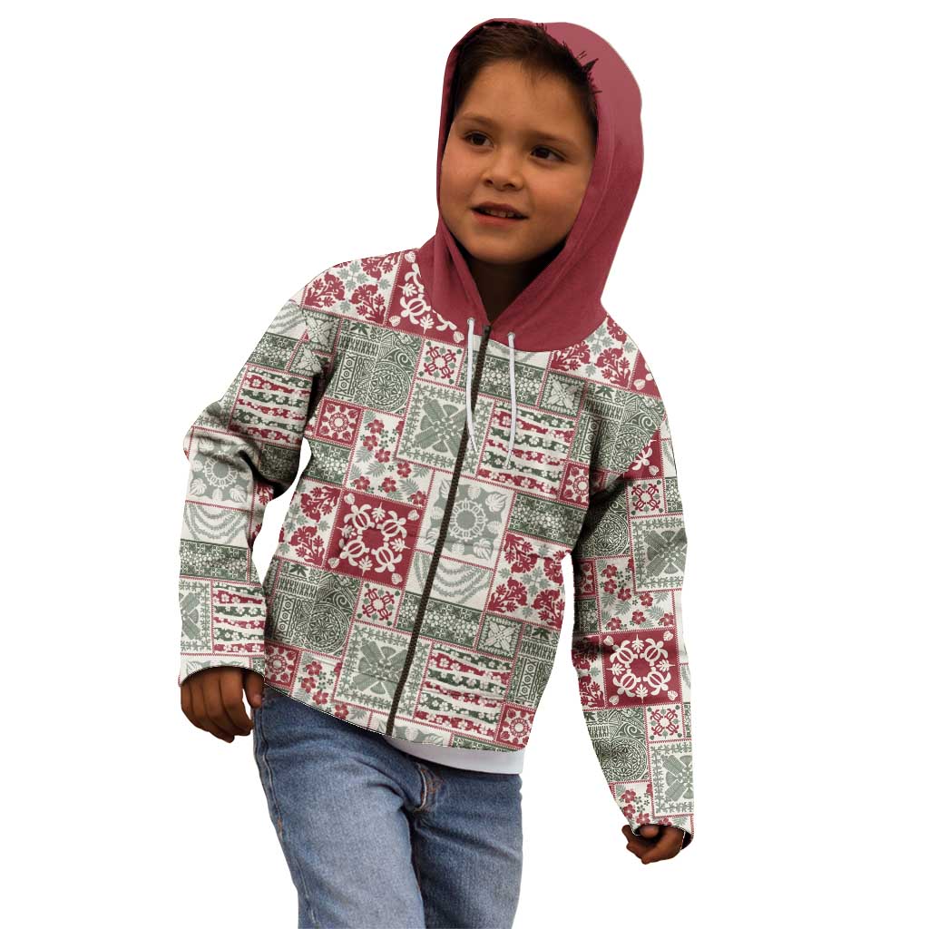 Mele Kalikimaka Hawaii Christmas Kid Hoodie Aloha Spirit with Hawaiian Quilt Pattern - Polynesian Pride