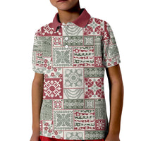 Mele Kalikimaka Hawaii Christmas Kid Polo Shirt Aloha Spirit with Hawaiian Quilt Pattern - Polynesian Pride