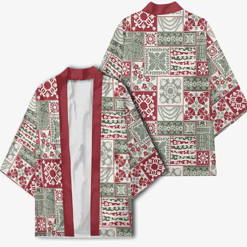 Mele Kalikimaka Hawaii Christmas Kimono Aloha Spirit with Hawaiian Quilt Pattern - Polynesian Pride