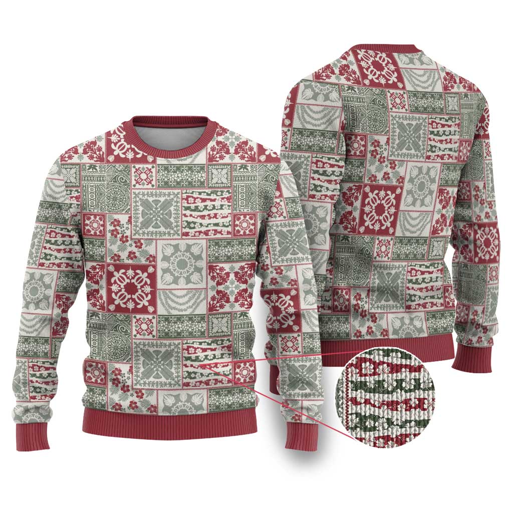 Mele Kalikimaka Hawaii Christmas Ugly Christmas Sweater Aloha Spirit with Hawaiian Quilt Pattern - Polynesian Pride