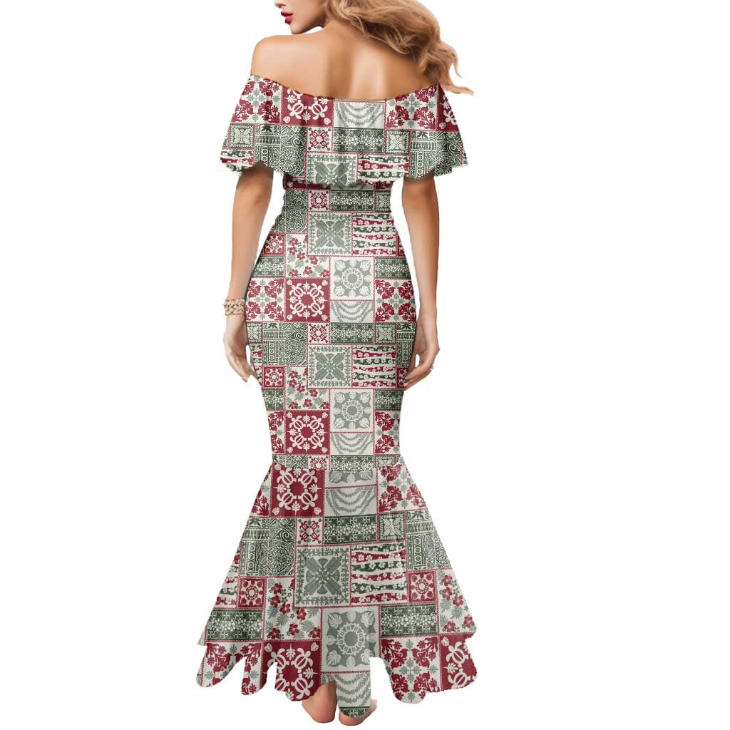 Mele Kalikimaka Hawaii Christmas Mermaid Dress Aloha Spirit with Hawaiian Quilt Pattern - Polynesian Pride