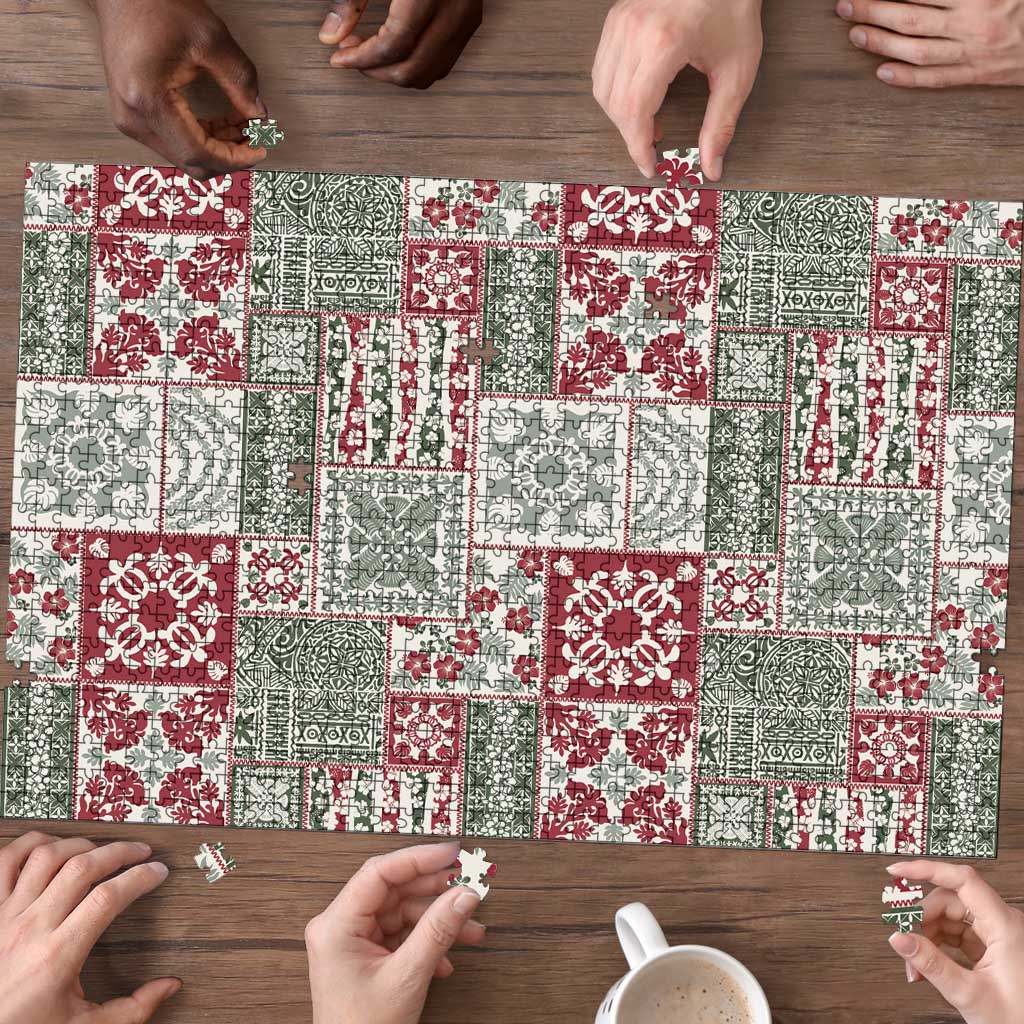 Mele Kalikimaka Hawaii Christmas Puzzle Aloha Spirit with Hawaiian Quilt Pattern - Polynesian Pride