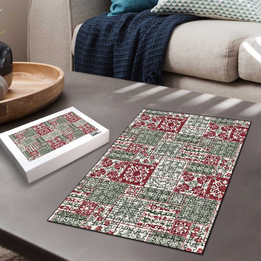 Mele Kalikimaka Hawaii Christmas Puzzle Aloha Spirit with Hawaiian Quilt Pattern - Polynesian Pride