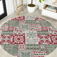 Mele Kalikimaka Hawaii Christmas Round Carpet Aloha Spirit with Hawaiian Quilt Pattern - Polynesian Pride