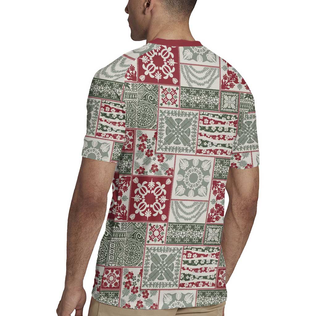 Mele Kalikimaka Hawaii Christmas Rugby Jersey Aloha Spirit with Hawaiian Quilt Pattern - Polynesian Pride