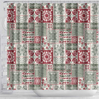 Mele Kalikimaka Hawaii Christmas Shower Curtain Aloha Spirit with Hawaiian Quilt Pattern - Polynesian Pride