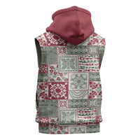 Mele Kalikimaka Hawaii Christmas Sleeveless Hoodie Aloha Spirit with Hawaiian Quilt Pattern - Polynesian Pride