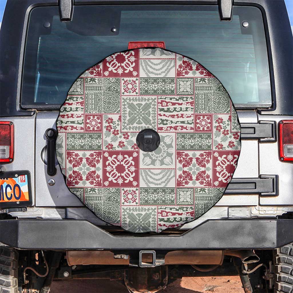 Mele Kalikimaka Hawaii Christmas Spare Tire Cover Aloha Spirit with Hawaiian Quilt Pattern - Polynesian Pride