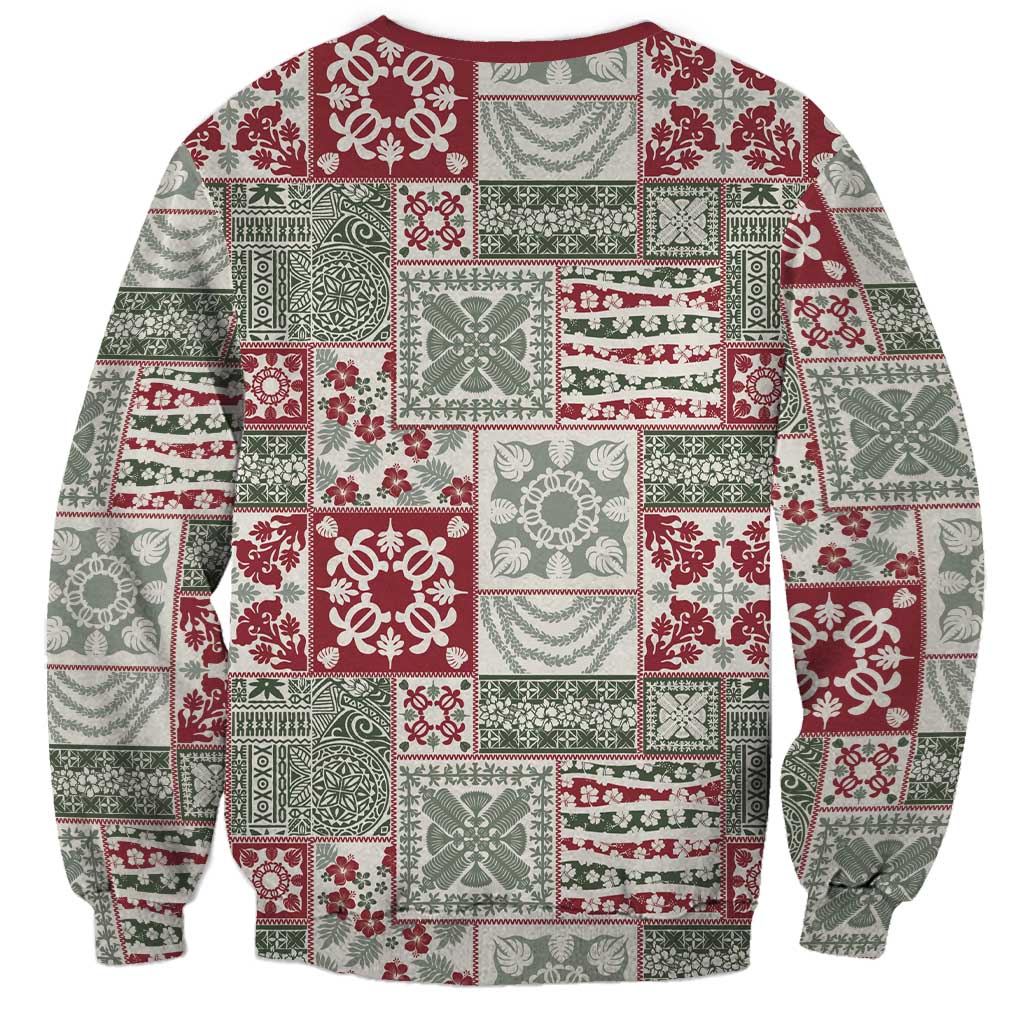 Mele Kalikimaka Hawaii Christmas Sweatshirt Aloha Spirit with Hawaiian Quilt Pattern - Polynesian Pride
