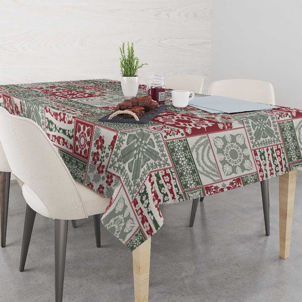 Mele Kalikimaka Hawaii Christmas Tablecloth Aloha Spirit with Hawaiian Quilt Pattern - Polynesian Pride