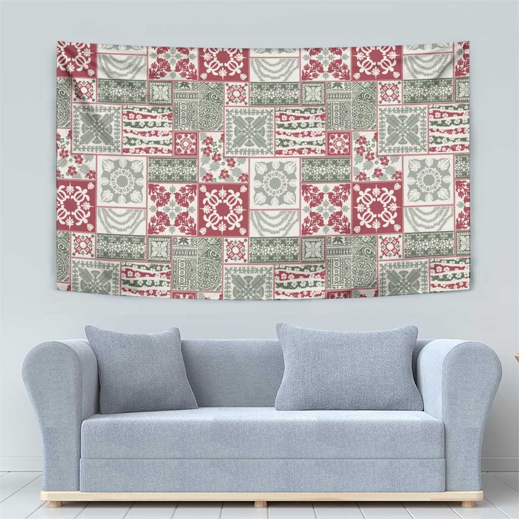 Mele Kalikimaka Hawaii Christmas Tapestry Aloha Spirit with Hawaiian Quilt Pattern - Polynesian Pride