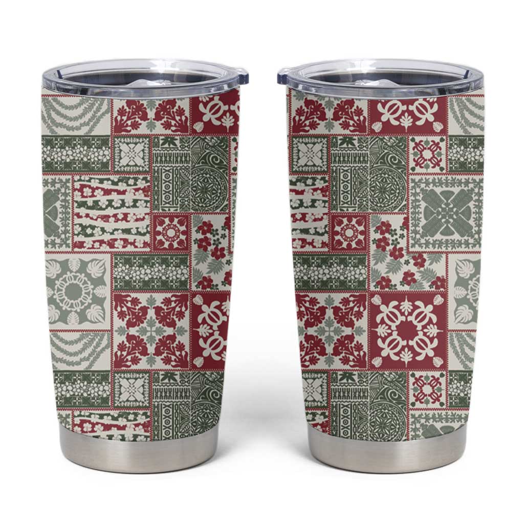 Mele Kalikimaka Hawaii Christmas Tumbler Cup Aloha Spirit with Hawaiian Quilt Pattern - Polynesian Pride