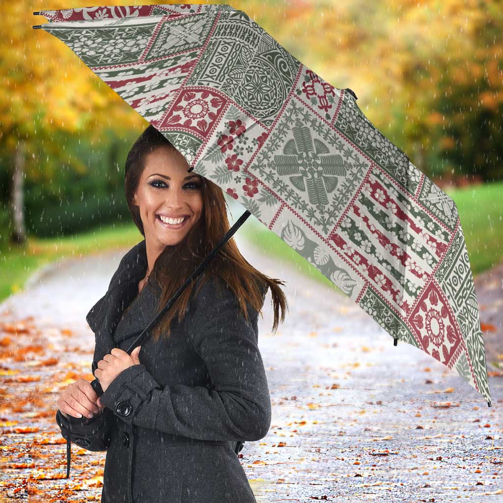 Mele Kalikimaka Hawaii Christmas Umbrella Aloha Spirit with Hawaiian Quilt Pattern - Polynesian Pride