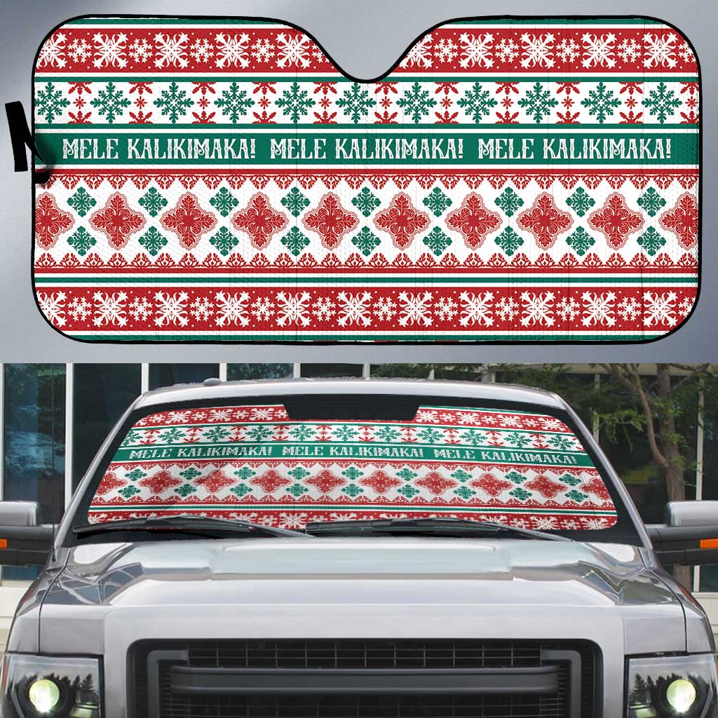 Mele Kalikimaka Hawaii Christmas Auto Sun Shade Hawaiian Quilt Pattern Style - Polynesian Pride
