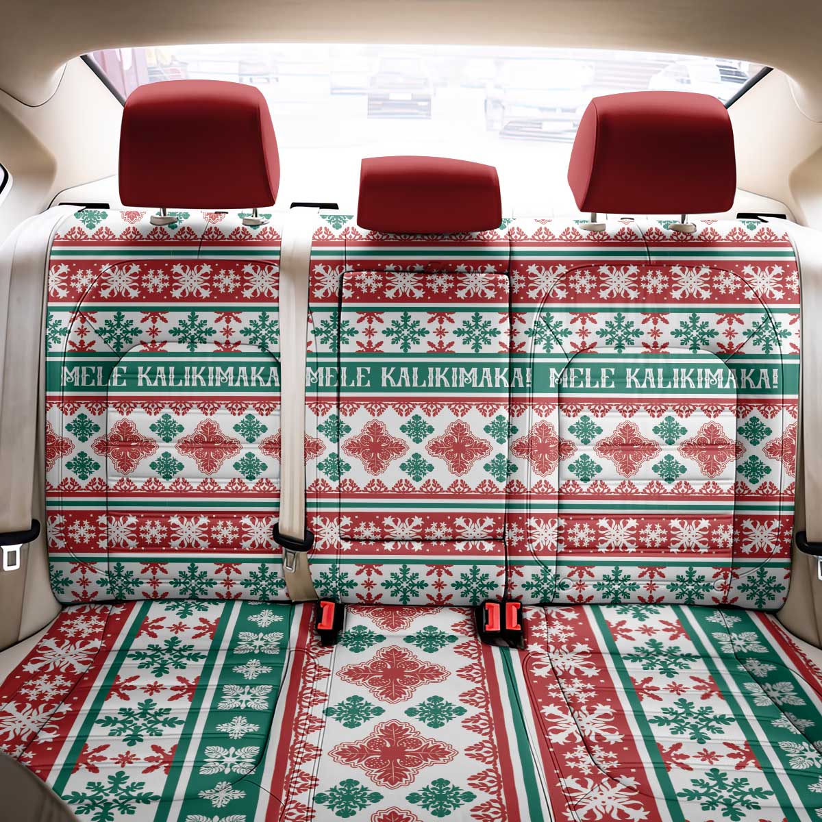 Mele Kalikimaka Hawaii Christmas Back Car Seat Cover Hawaiian Quilt Pattern Style - Polynesian Pride