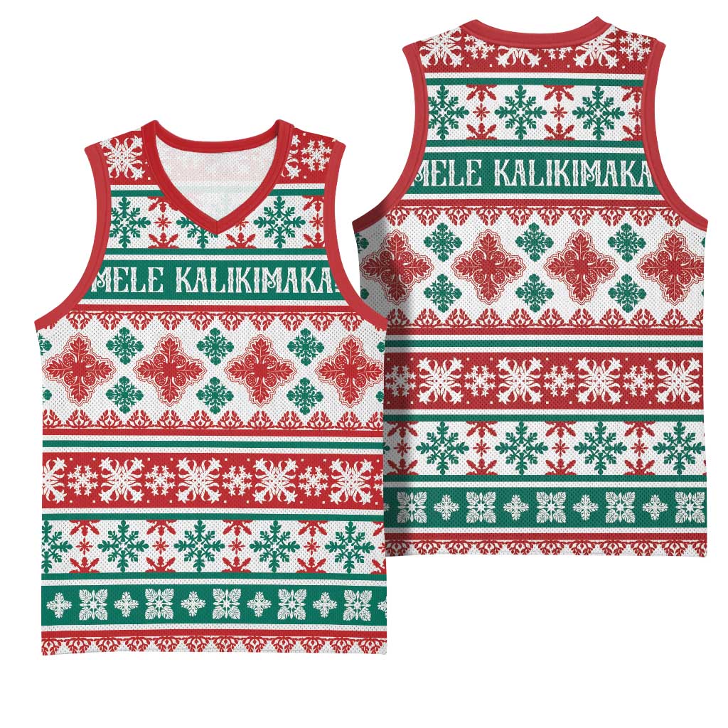 Mele Kalikimaka Hawaii Christmas Basketball Jersey Hawaiian Quilt Pattern Style - Polynesian Pride