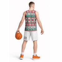 Mele Kalikimaka Hawaii Christmas Basketball Jersey Hawaiian Quilt Pattern Style - Polynesian Pride