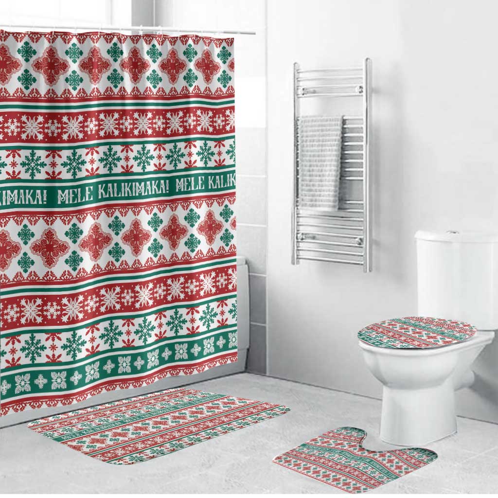 Mele Kalikimaka Hawaii Christmas Bathroom Set Hawaiian Quilt Pattern Style - Polynesian Pride