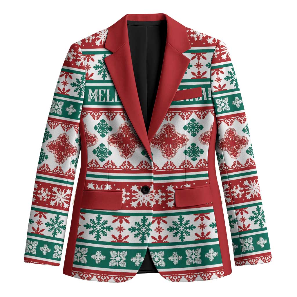 Mele Kalikimaka Hawaii Christmas Blazer Hawaiian Quilt Pattern Style - Polynesian Pride