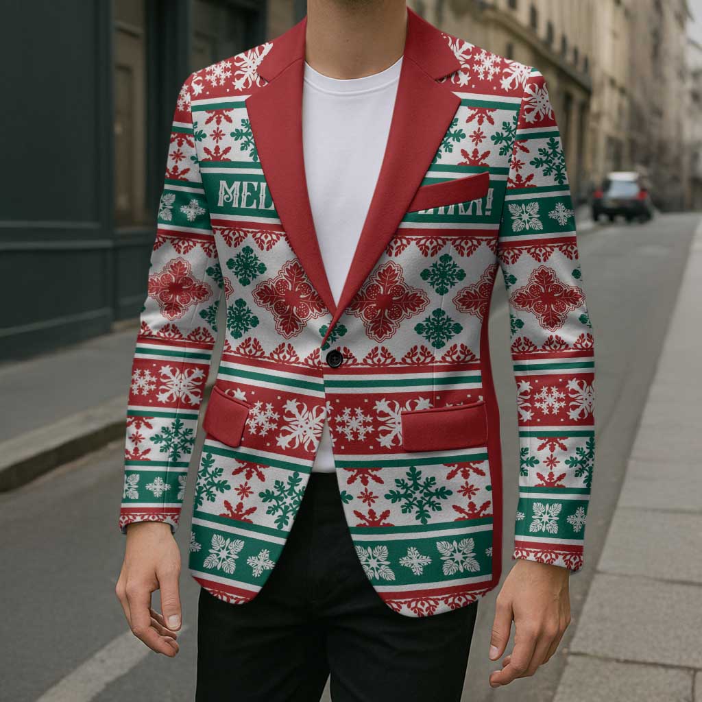 Mele Kalikimaka Hawaii Christmas Blazer Hawaiian Quilt Pattern Style - Polynesian Pride