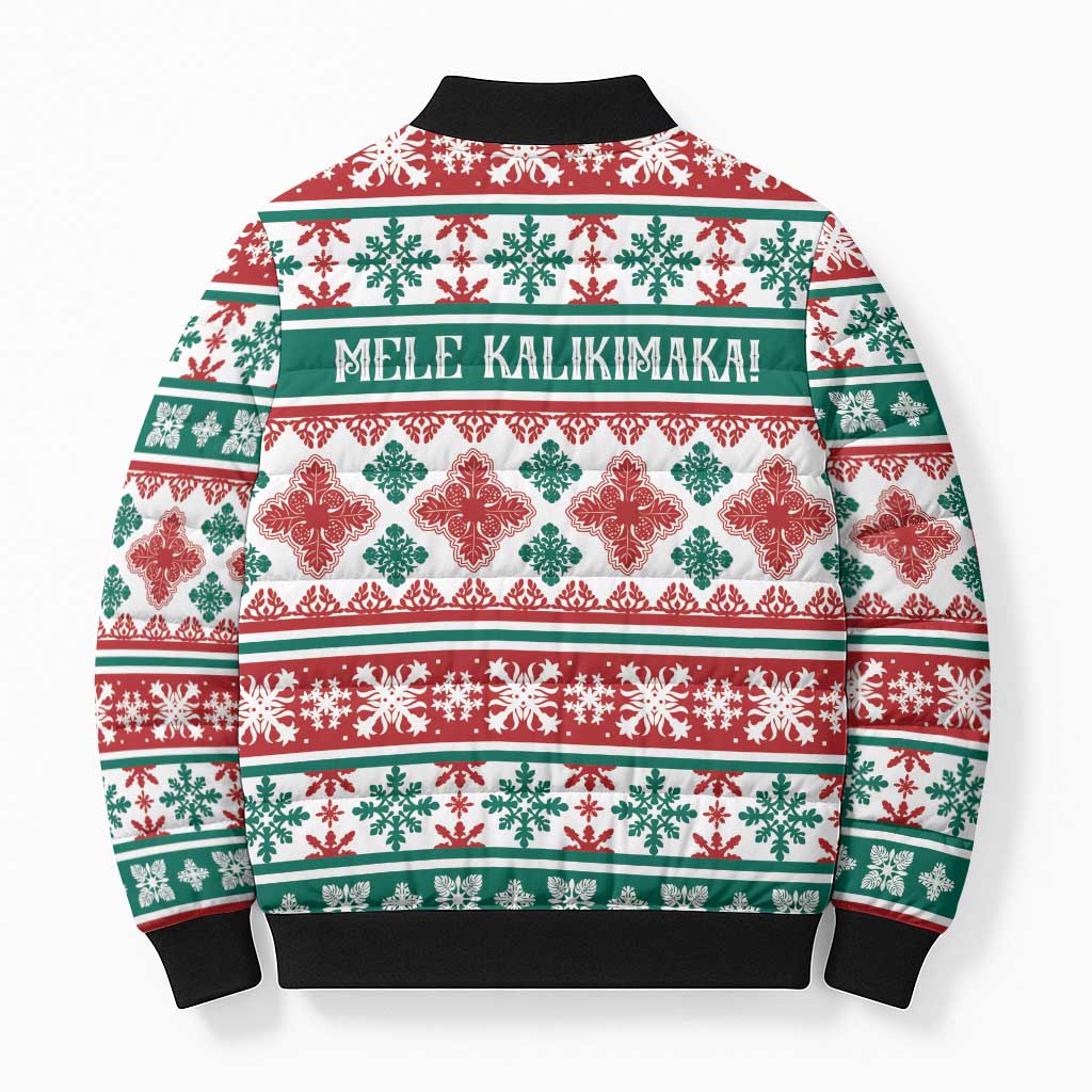 Mele Kalikimaka Hawaii Christmas Bomber Puffer Jacket Hawaiian Quilt Pattern Style - Polynesian Pride