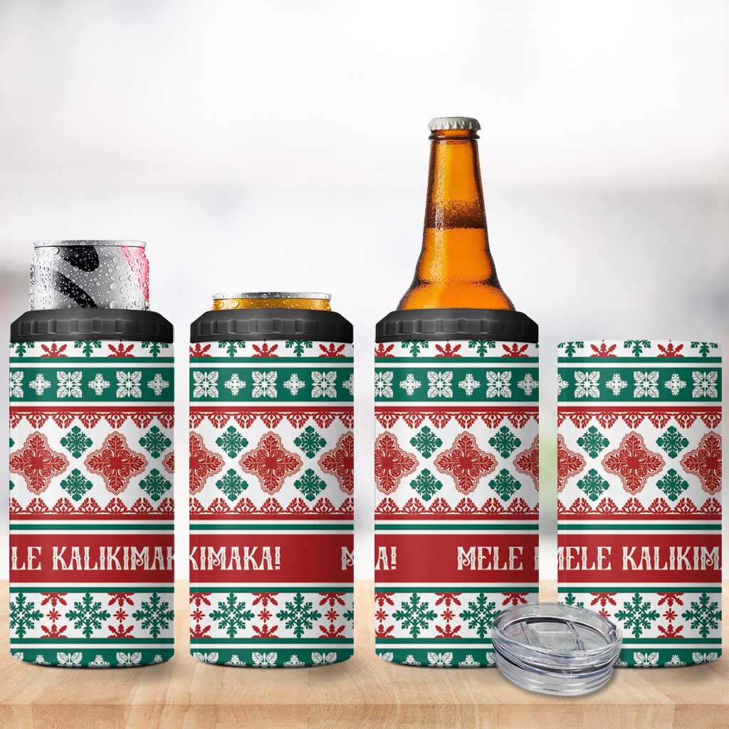 Mele Kalikimaka Hawaii Christmas 4 in 1 Can Cooler Tumbler Hawaiian Quilt Pattern Style - Polynesian Pride