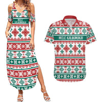 Mele Kalikimaka Hawaii Christmas Couples Matching Summer Maxi Dress and Hawaiian Shirt Hawaiian Quilt Pattern Style - Polynesian Pride