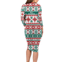 Mele Kalikimaka Hawaii Christmas Family Matching Long Sleeve Bodycon Dress and Hawaiian Shirt Hawaiian Quilt Pattern Style - Polynesian Pride