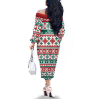 Mele Kalikimaka Hawaii Christmas Family Matching Off The Shoulder Long Sleeve Dress and Hawaiian Shirt Hawaiian Quilt Pattern Style - Polynesian Pride