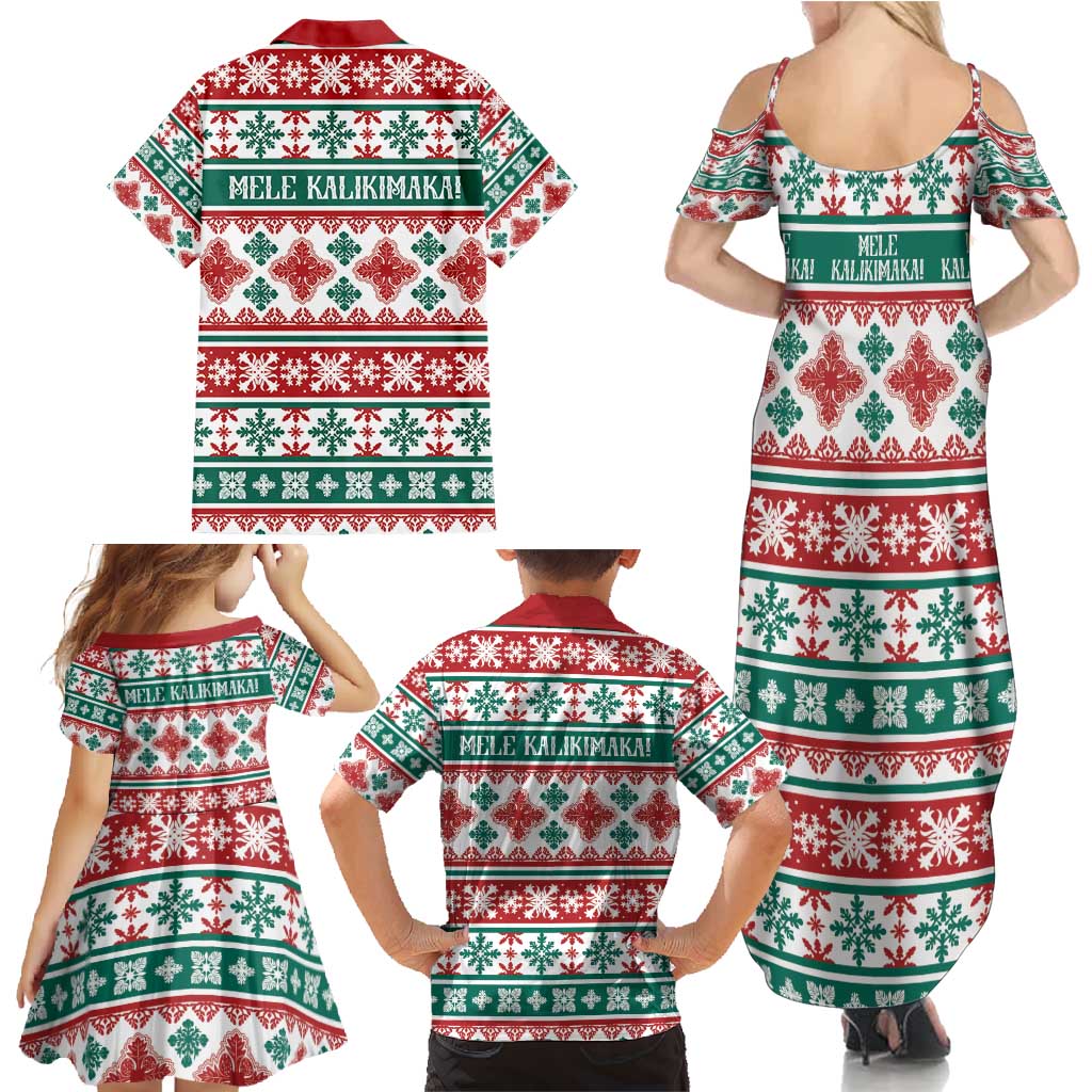 Mele Kalikimaka Hawaii Christmas Family Matching Summer Maxi Dress and Hawaiian Shirt Hawaiian Quilt Pattern Style - Polynesian Pride