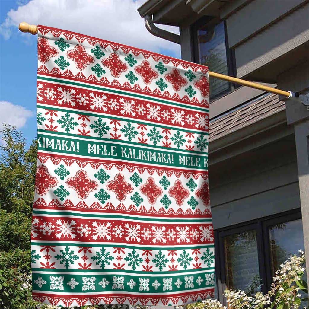 Mele Kalikimaka Hawaii Christmas Garden Flag Hawaiian Quilt Pattern Style - Polynesian Pride
