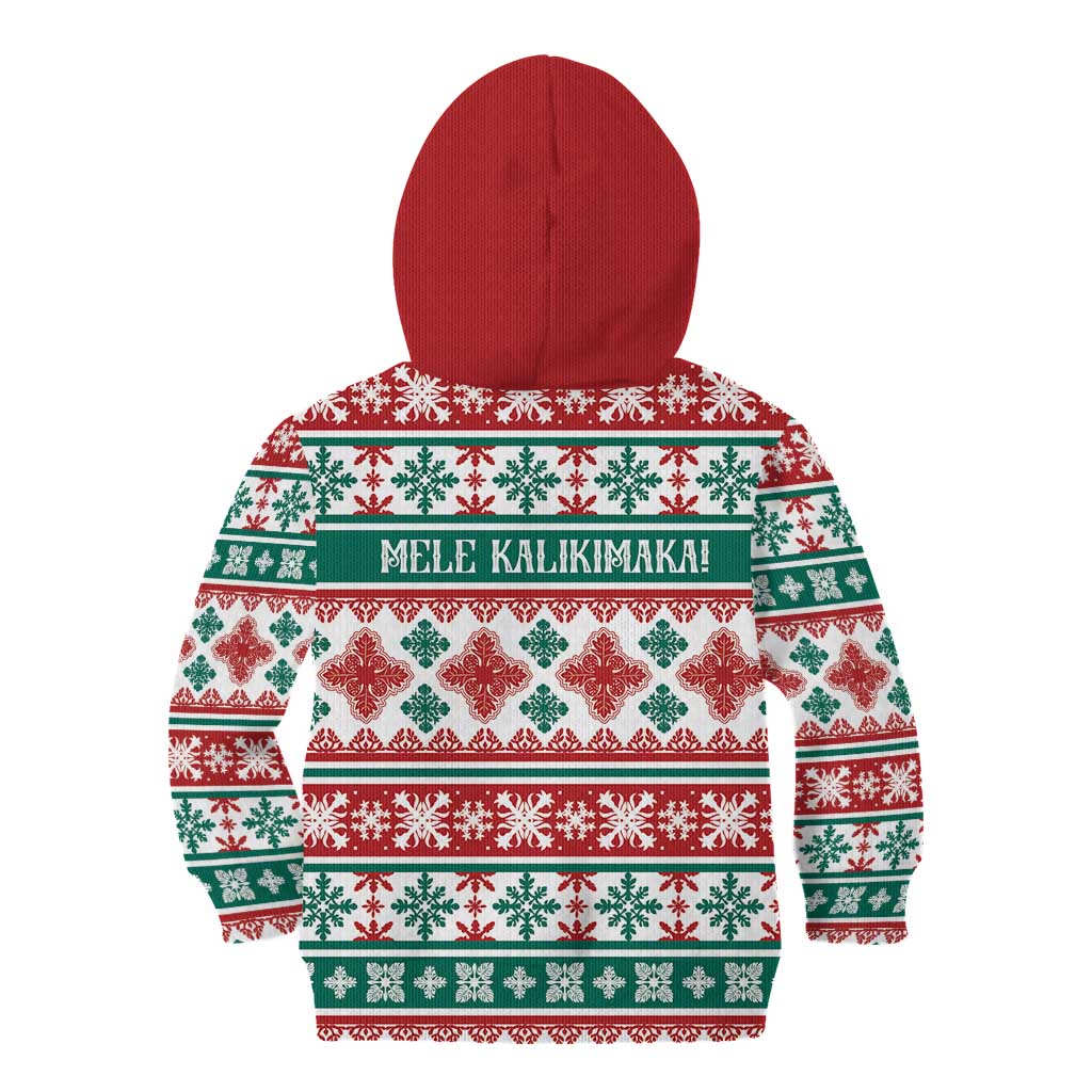 Mele Kalikimaka Hawaii Christmas Kid Hoodie Hawaiian Quilt Pattern Style - Polynesian Pride