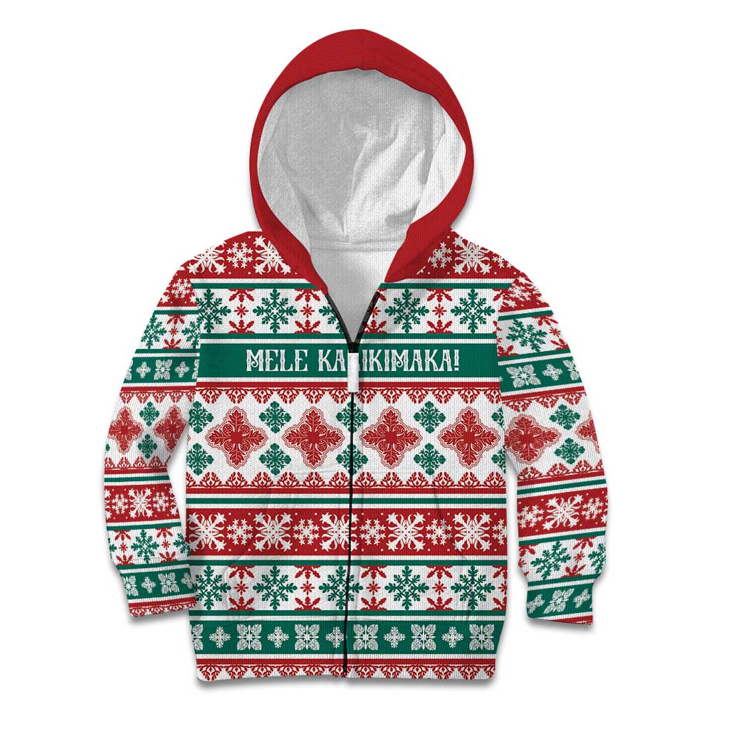 Mele Kalikimaka Hawaii Christmas Kid Hoodie Hawaiian Quilt Pattern Style - Polynesian Pride