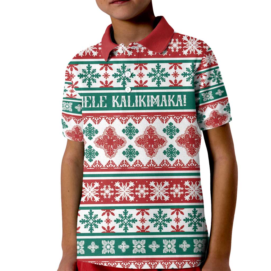 Mele Kalikimaka Hawaii Christmas Kid Polo Shirt Hawaiian Quilt Pattern Style - Polynesian Pride