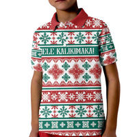 Mele Kalikimaka Hawaii Christmas Kid Polo Shirt Hawaiian Quilt Pattern Style - Polynesian Pride