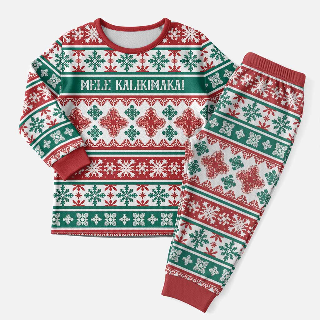 Mele Kalikimaka Hawaii Christmas Pajama Set Hawaiian Quilt Pattern Style - Polynesian Pride