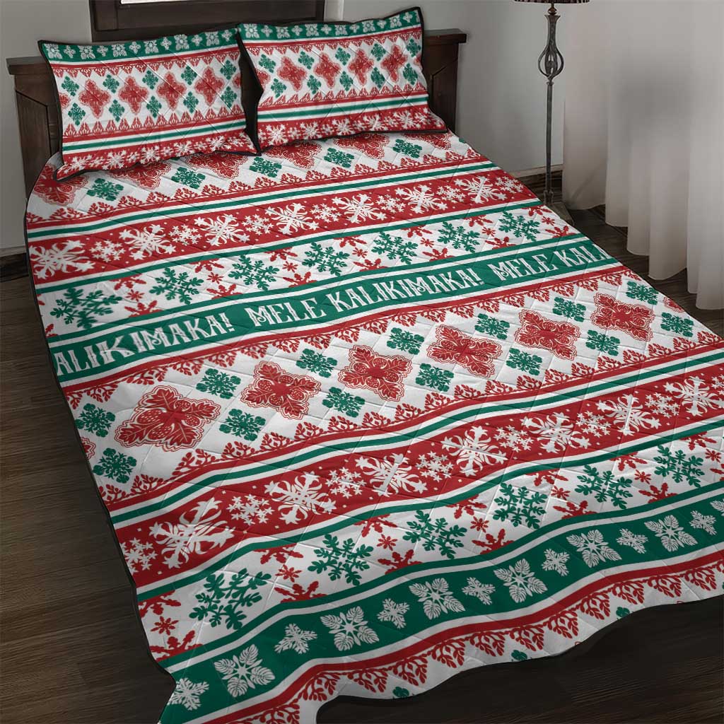 Mele Kalikimaka Hawaii Christmas Quilt Bed Set Hawaiian Quilt Pattern Style - Polynesian Pride