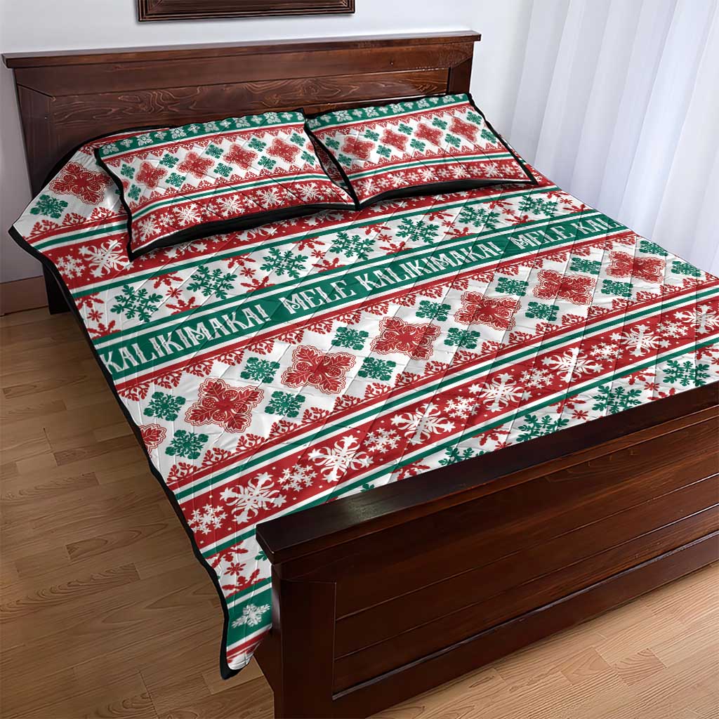 Mele Kalikimaka Hawaii Christmas Quilt Bed Set Hawaiian Quilt Pattern Style - Polynesian Pride