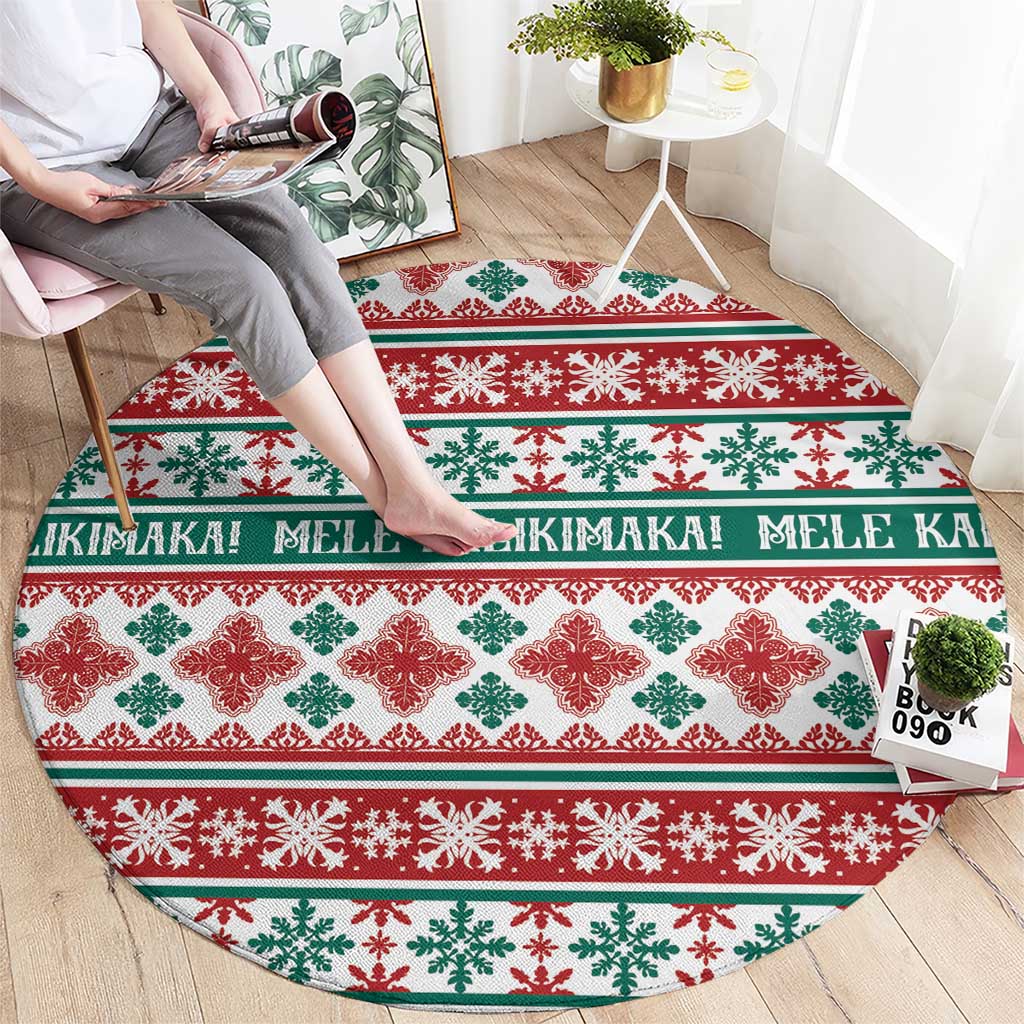 Mele Kalikimaka Hawaii Christmas Round Carpet Hawaiian Quilt Pattern Style - Polynesian Pride