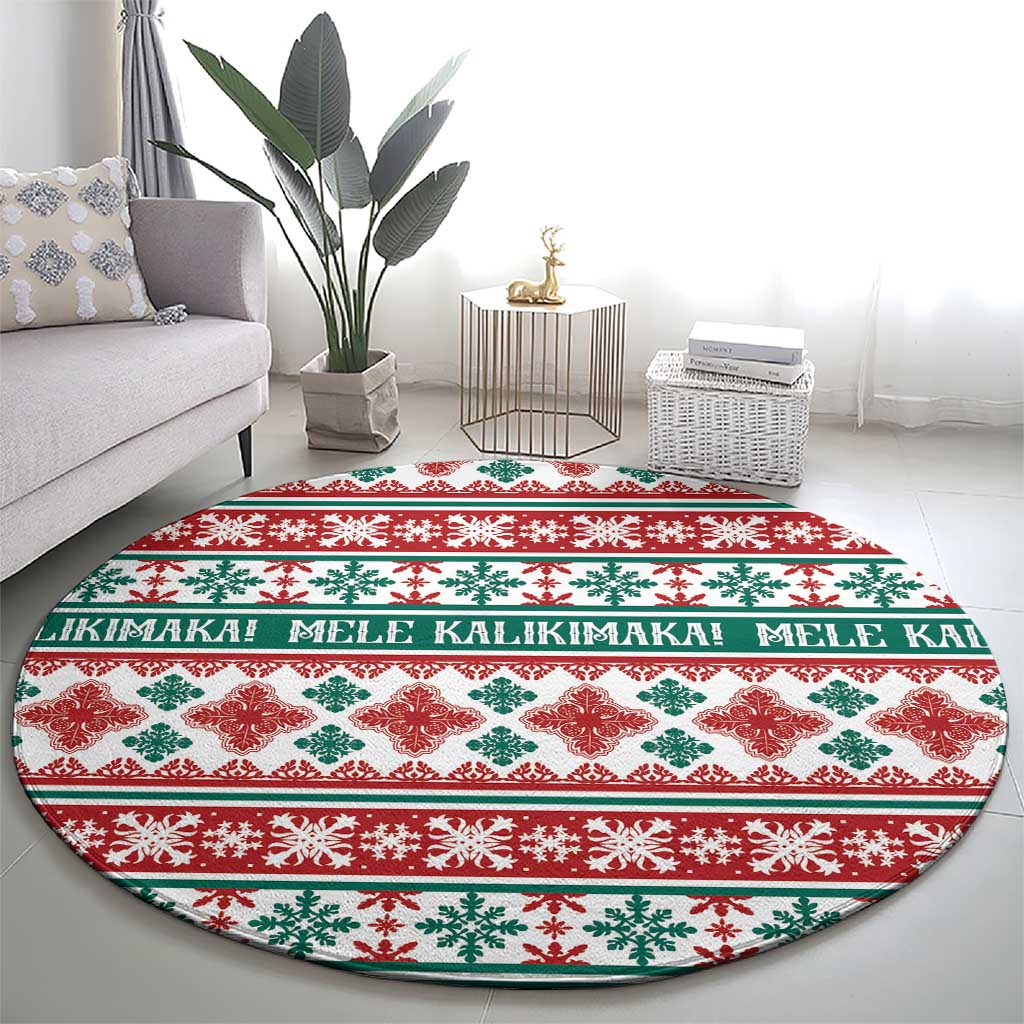 Mele Kalikimaka Hawaii Christmas Round Carpet Hawaiian Quilt Pattern Style - Polynesian Pride