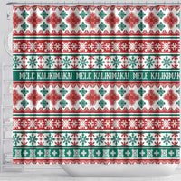 Mele Kalikimaka Hawaii Christmas Shower Curtain Hawaiian Quilt Pattern Style - Polynesian Pride