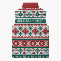 Mele Kalikimaka Hawaii Christmas Sleeveless Puffer Jacket Hawaiian Quilt Pattern Style - Polynesian Pride