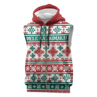 Mele Kalikimaka Hawaii Christmas Sleeveless Zip Hoodie Hawaiian Quilt Pattern Style - Polynesian Pride