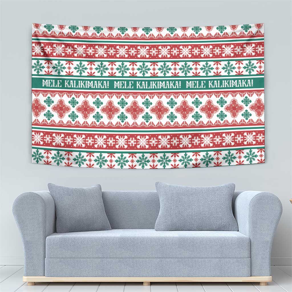 Mele Kalikimaka Hawaii Christmas Tapestry Hawaiian Quilt Pattern Style - Polynesian Pride