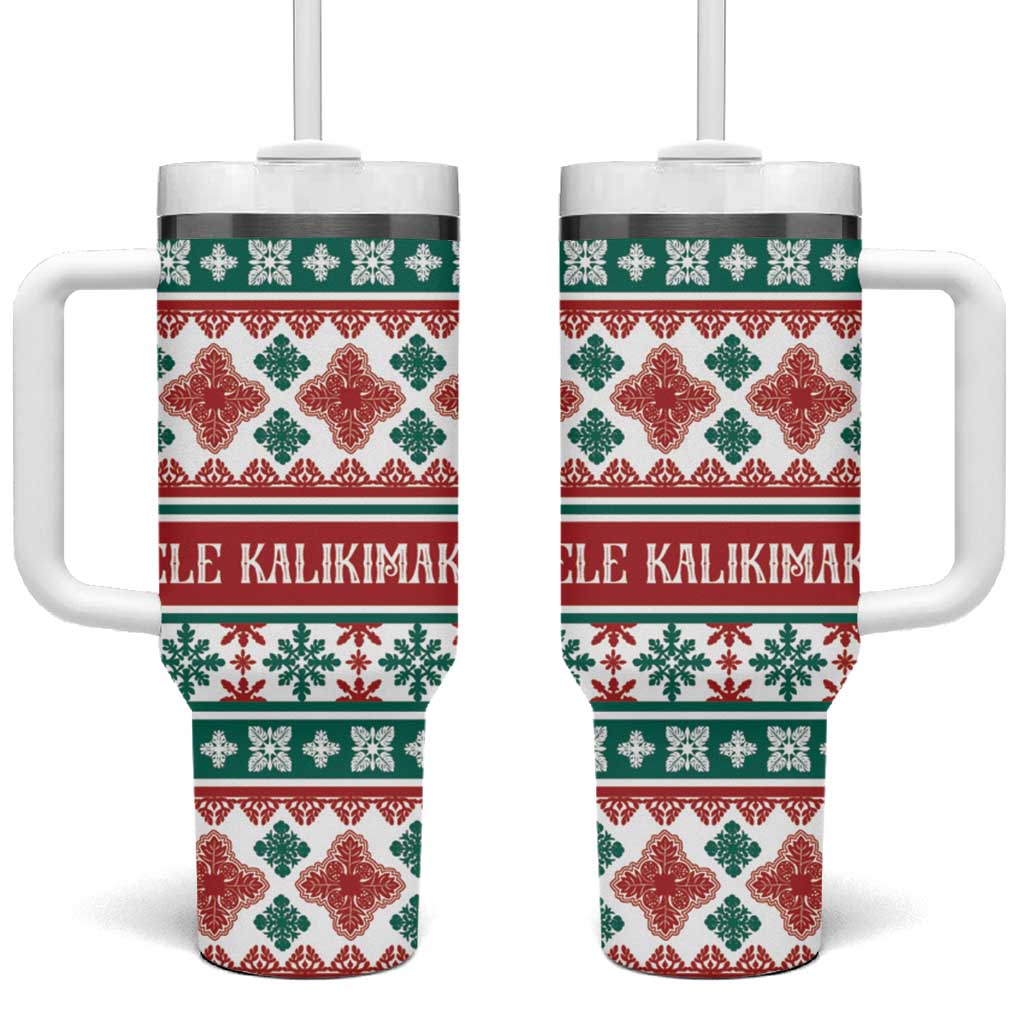Mele Kalikimaka Hawaii Christmas Tumbler With Handle Hawaiian Quilt Pattern Style - Polynesian Pride