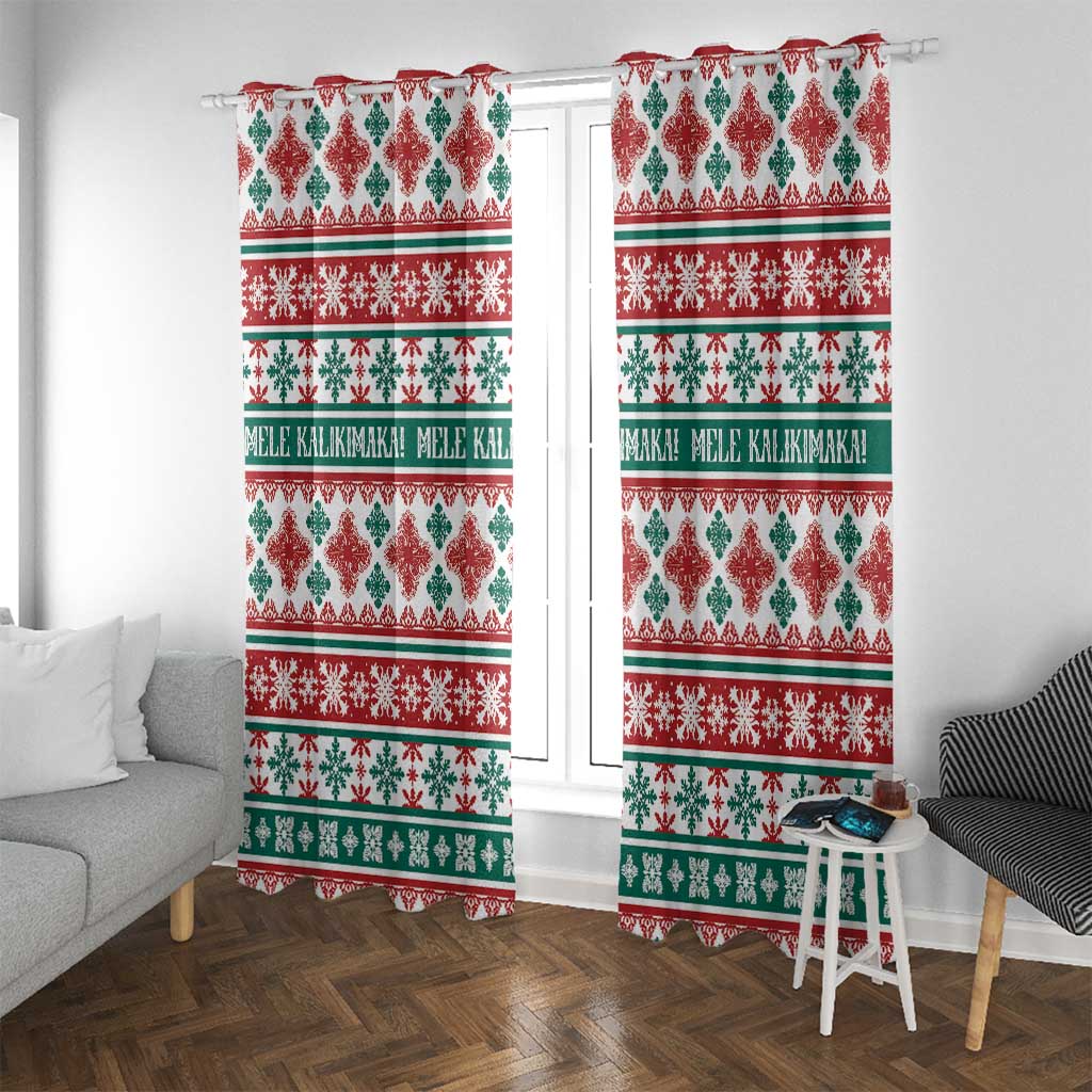 Mele Kalikimaka Hawaii Christmas Window Curtain Hawaiian Quilt Pattern Style - Polynesian Pride