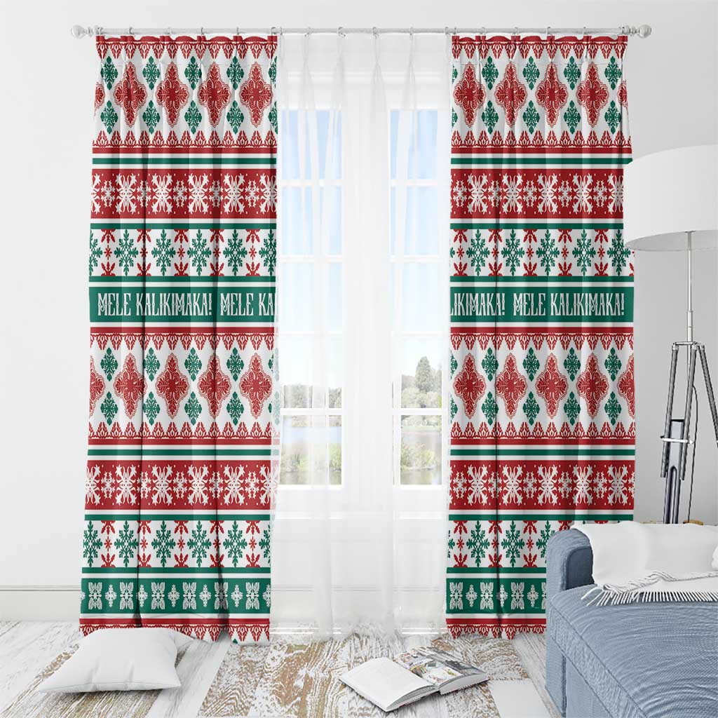 Mele Kalikimaka Hawaii Christmas Window Curtain Hawaiian Quilt Pattern Style - Polynesian Pride