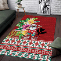Santa Surf Mele Kalikimaka Personalized Area Rug Aloha Tropical Christmas Vibes - Polynesian Pride