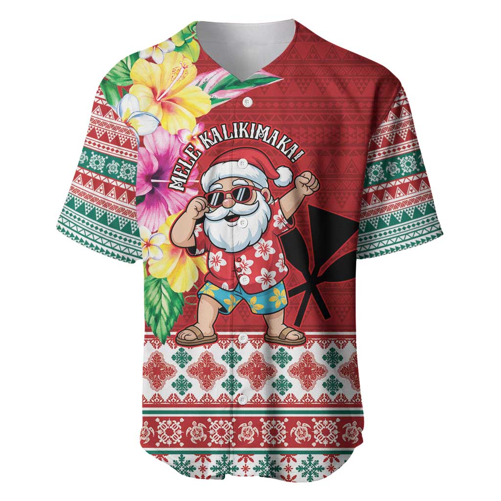 Santa Surf Mele Kalikimaka Personalized Baseball Jersey Aloha Tropical Christmas Vibes - Polynesian Pride