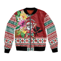 Santa Surf Mele Kalikimaka Personalized Bomber Jacket Aloha Tropical Christmas Vibes - Polynesian Pride